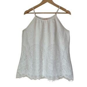 Solitaire Lace Sleeveless Halter Neck Summer Top, Medium